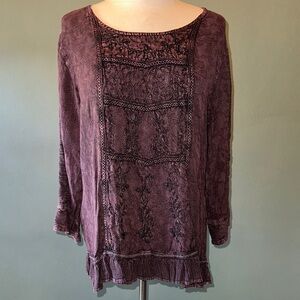Parsley & Sage Plum Embroidered Blouse